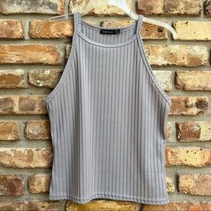 Boohoo grey ribbed tank top
